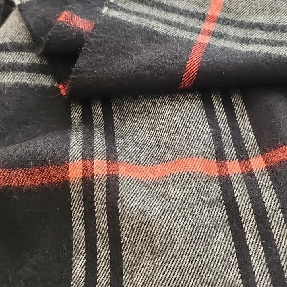 Plaid Black and White Scarf with Red‎ Accents. 25